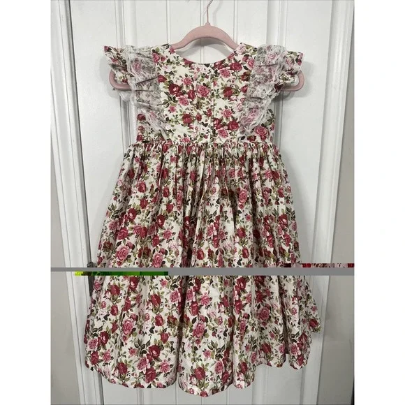 Dollcake Ask Amy Dress Floral Lace  Cotton Girls Size 10 Flower Girl Wedding - Picture 2 of 6